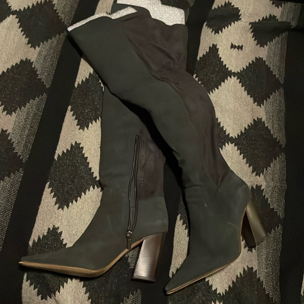 Vince Camuto Over the Knee Dark grey suede booties